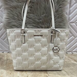 Michael Kors Jet Set MD Optic White Carryall Bag